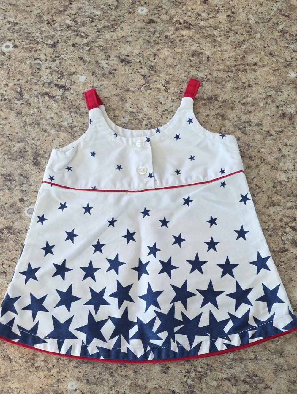 Vintage 2000 Old Navy Patriotic Stars USA Cotton Dress Size Small 3-6 Months - Picture 2 of 6